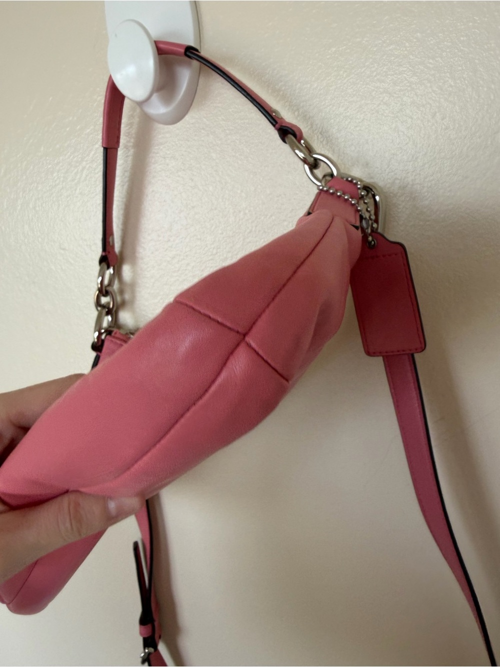 COACH Kristin Vintage Pink Leather Shoulder Crossbody Hobo Bag Purse F22308 - Picture 6 of 16